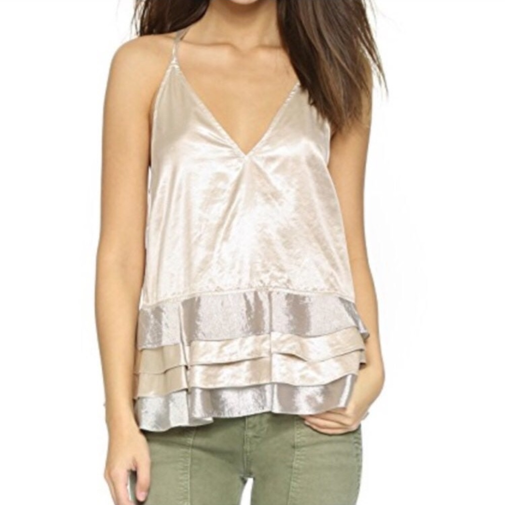 Rebecca Minkoff metallic halter blouse.